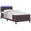 Box spring seng med LED-lysstrimler Mørk Brun 90 x 200 cm Stof