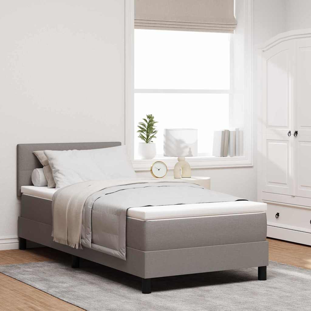 Box spring seng med LED-lysstrimler Gråbrun 90 x 200 cm Stof