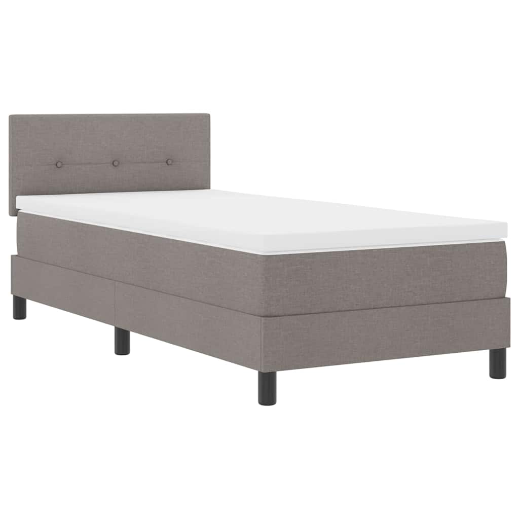 Box spring seng med LED-lysstrimler Gråbrun 90 x 200 cm Stof