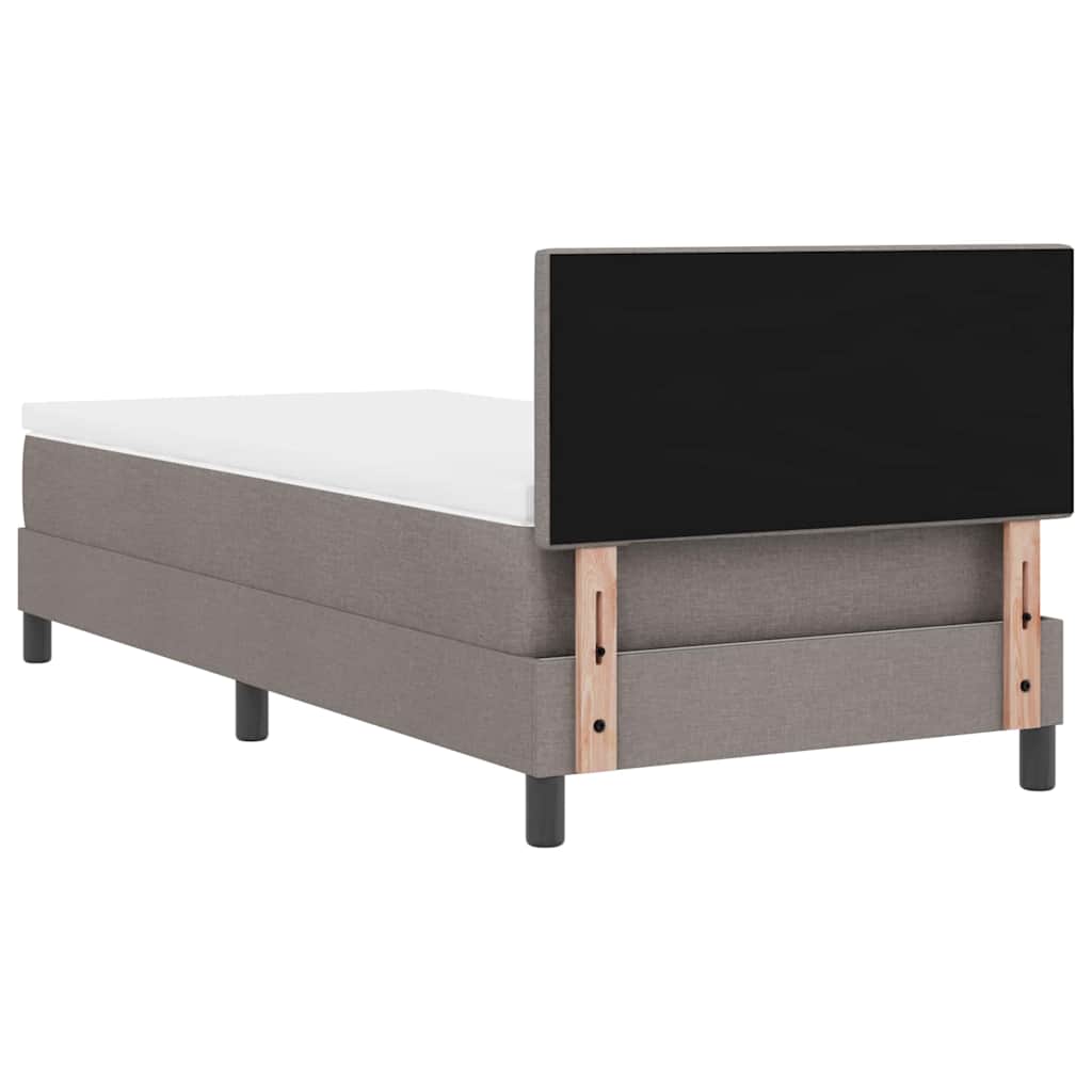 Box spring seng med LED-lysstrimler Gråbrun 90 x 200 cm Stof