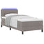 Box spring seng med LED-lysstrimler Gråbrun 90 x 200 cm Stof