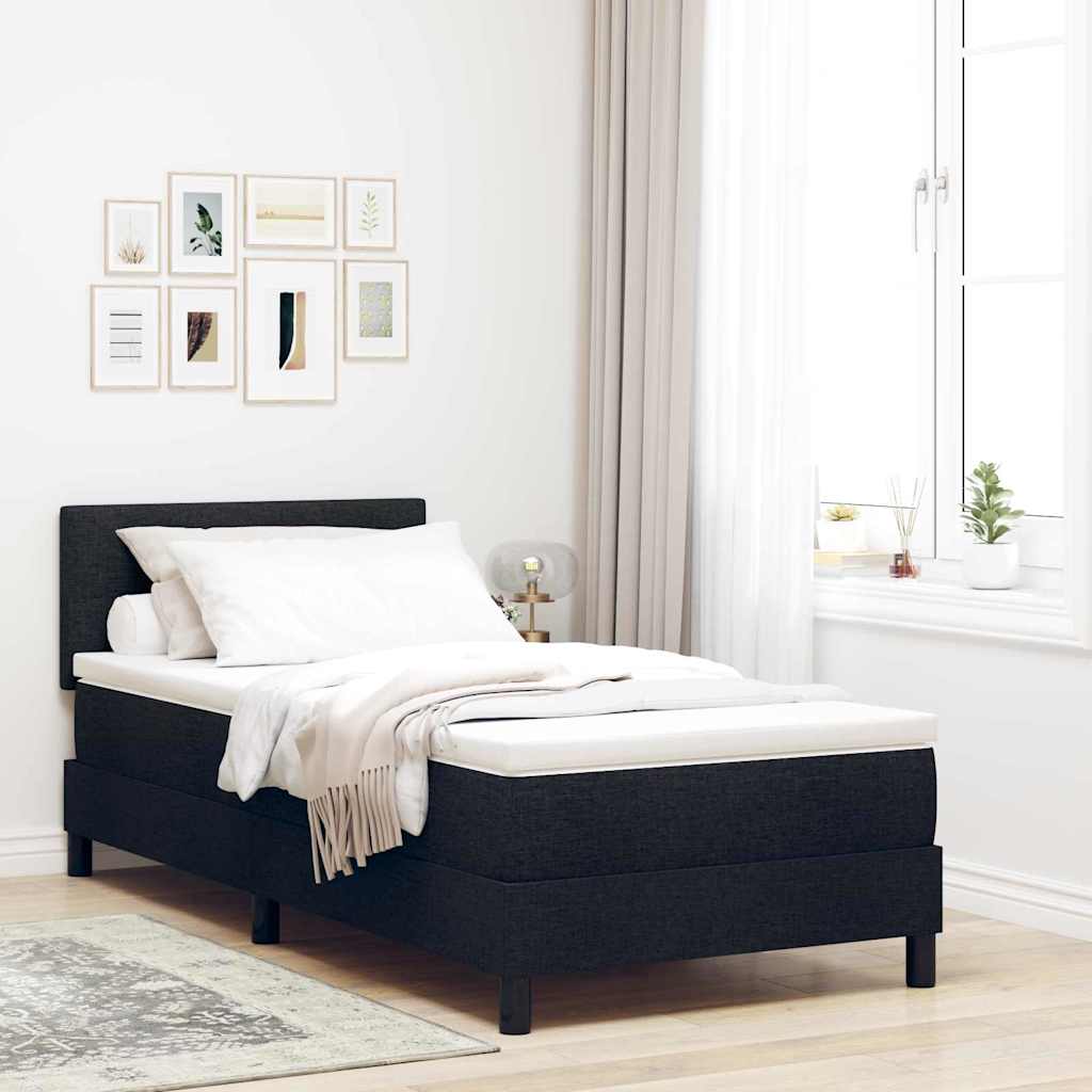 Box Spring Seng Med LED-lysstrimler Stof - Sort / 100 X 200 cm / Knap-tuftet