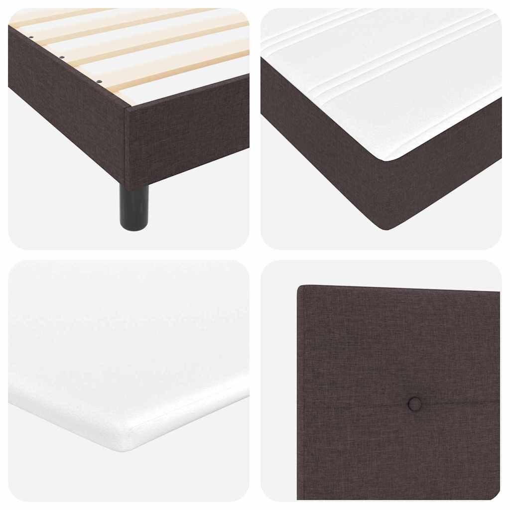 Box spring seng med LED-lysstrimler Mørk Brun 100 x 200 cm Stof
