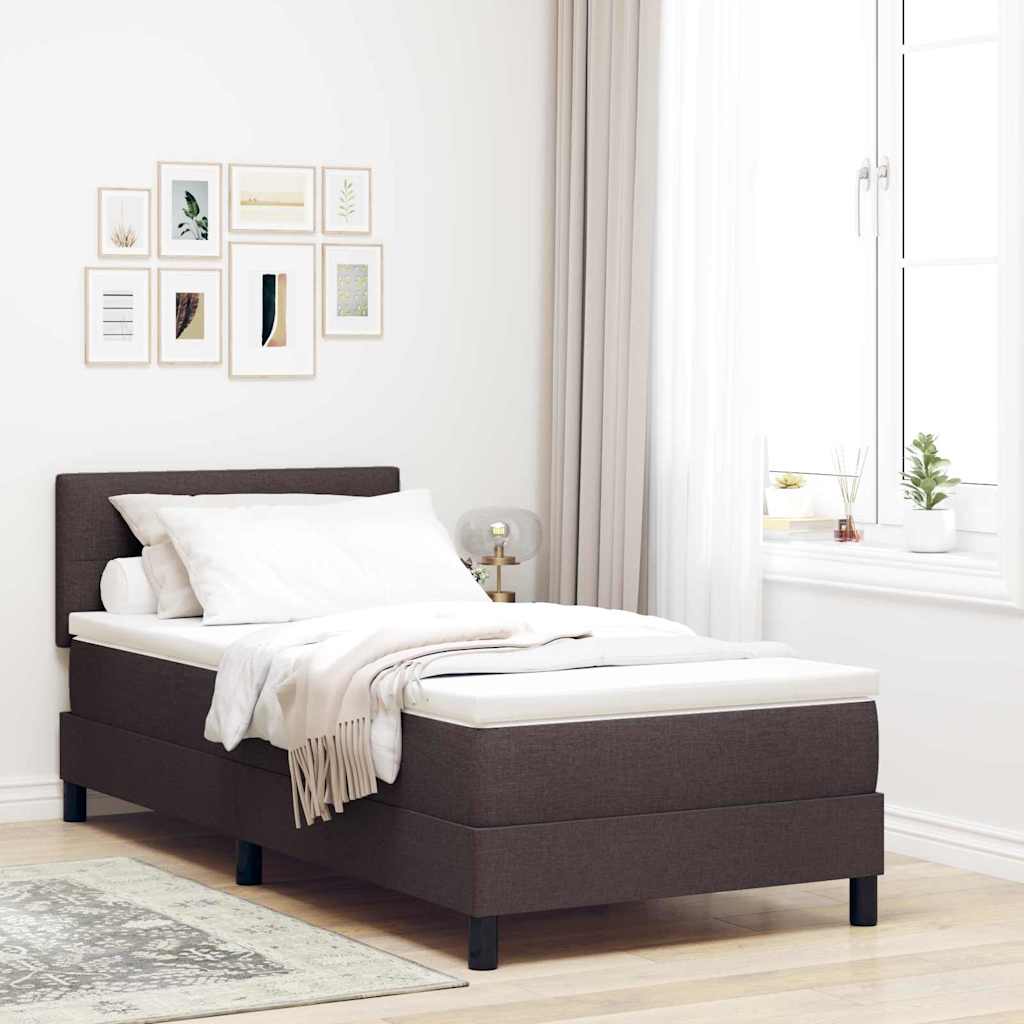 Box spring seng med LED-lysstrimler Mørk Brun 100 x 200 cm Stof