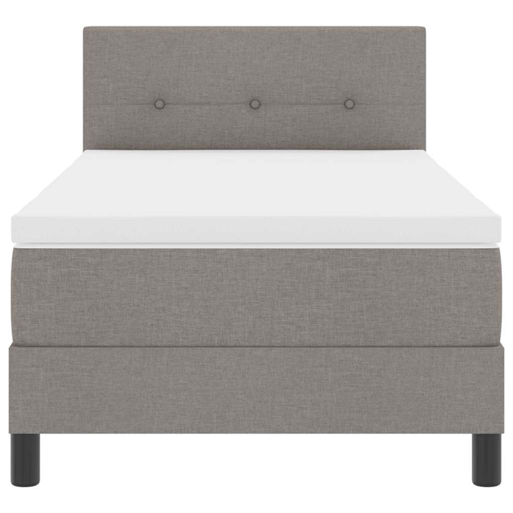 Box spring seng med LED-lysstrimler Gråbrun 100 x 200 cm Stof