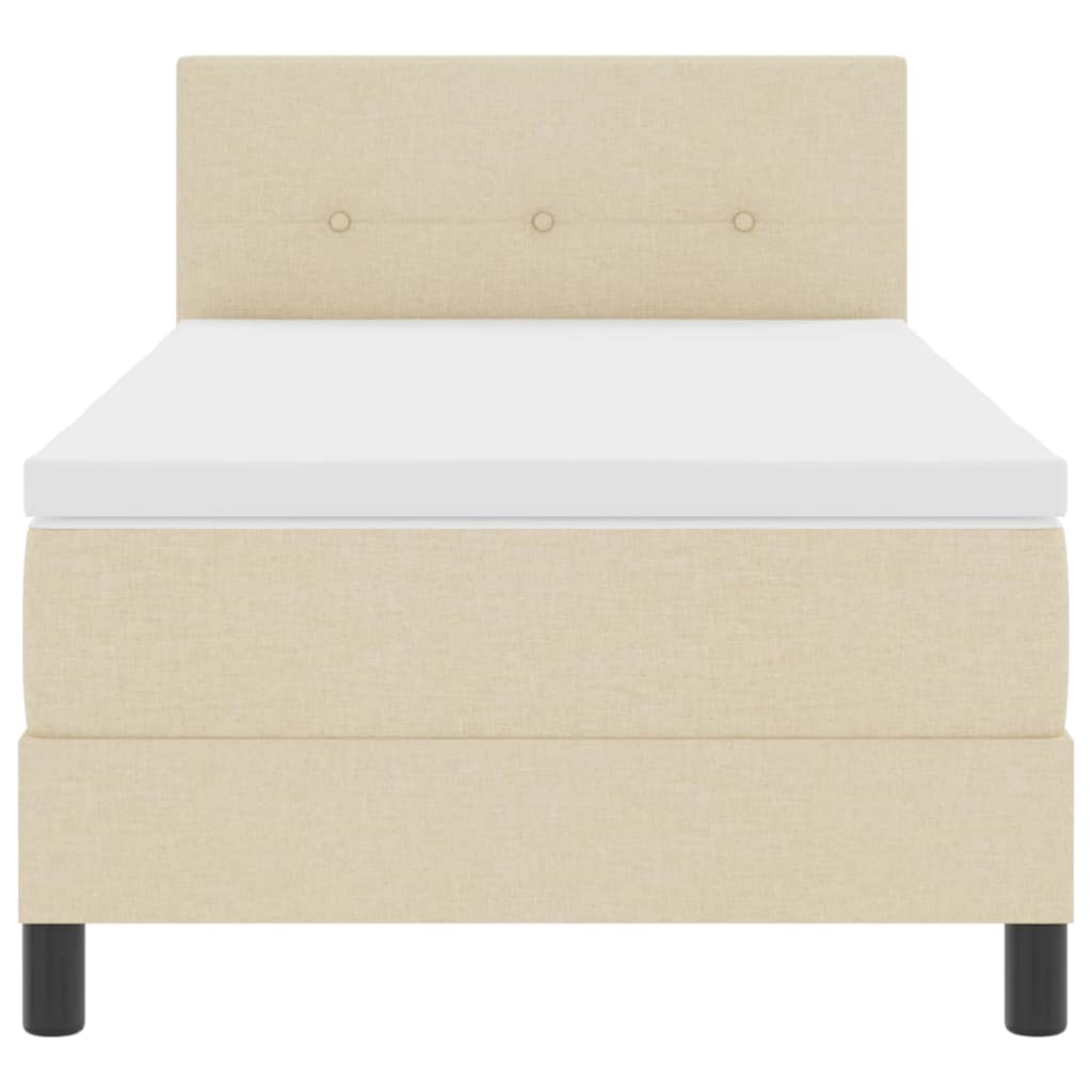 Box spring seng med LED-lysstrimler Creme 100 x 200 cm Stof