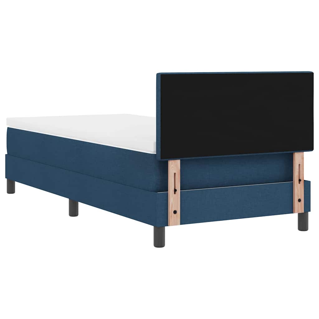 Box spring seng med LED-lysstrimler Blå 100 x 200 cm Stof
