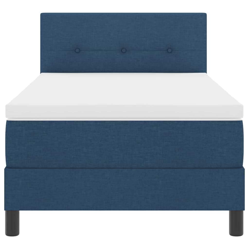 Box spring seng med LED-lysstrimler Blå 100 x 200 cm Stof