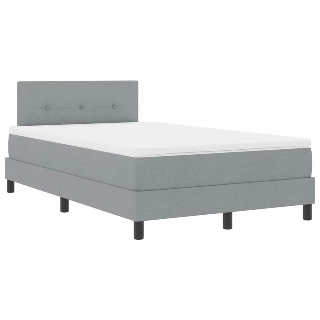 Box spring seng med LED-lysstrimler Lysegrå 120 x 190 cm Stof