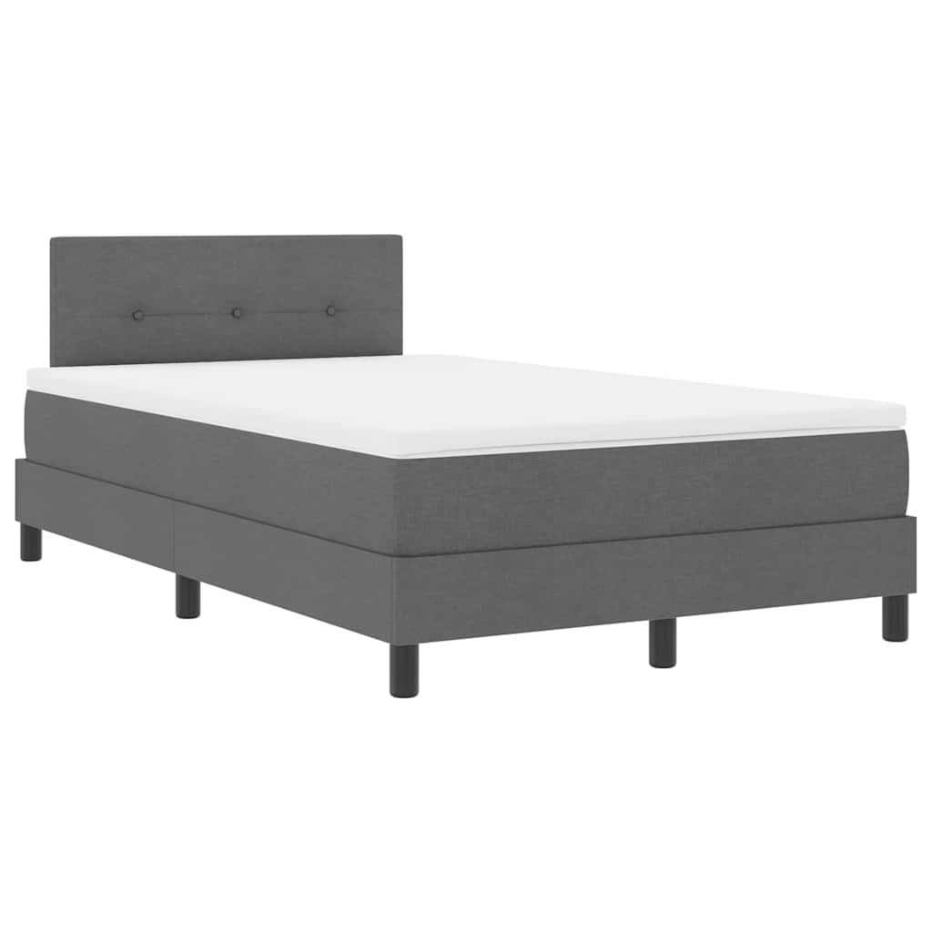 Box spring seng med LED-lysstrimler Mørkegrå 120 x 190 cm Stof