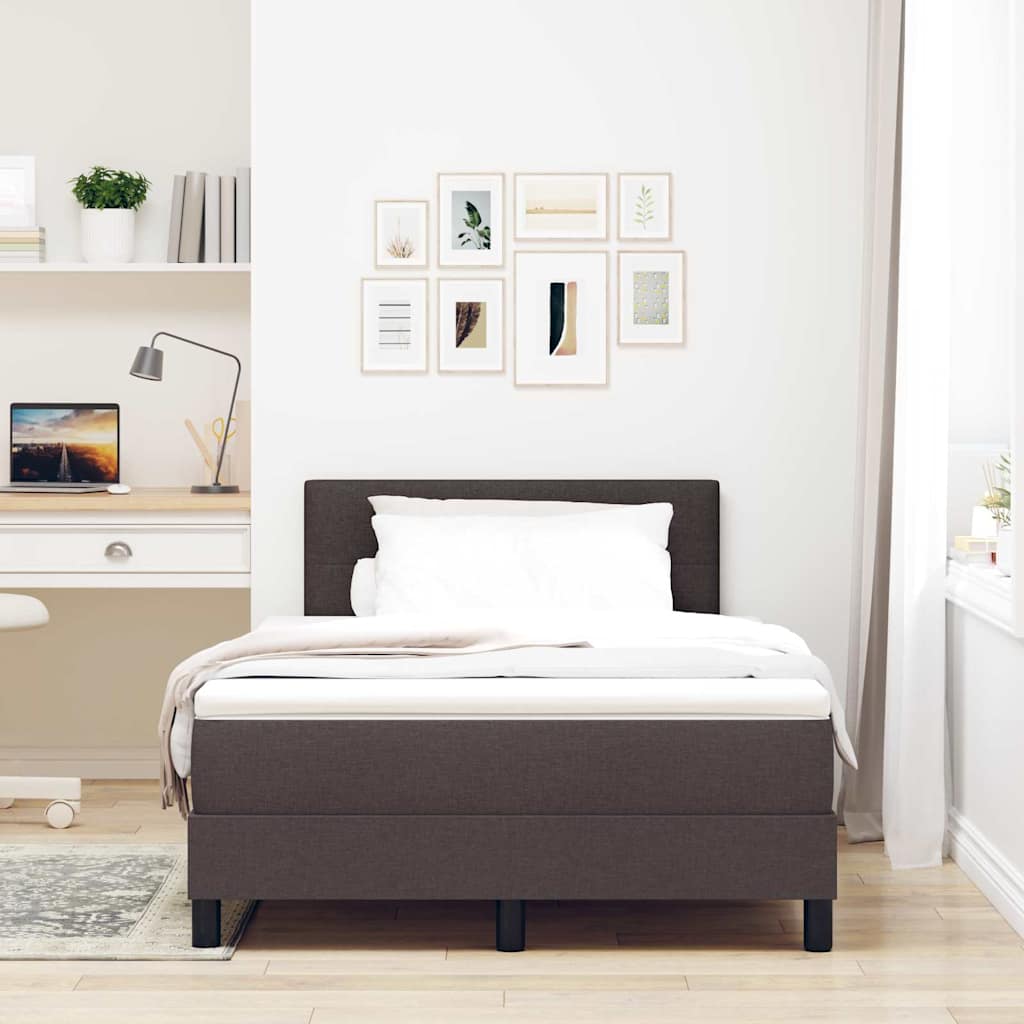 Box spring seng med LED-lysstrimler Mørk Brun 120 x 190 cm Stof