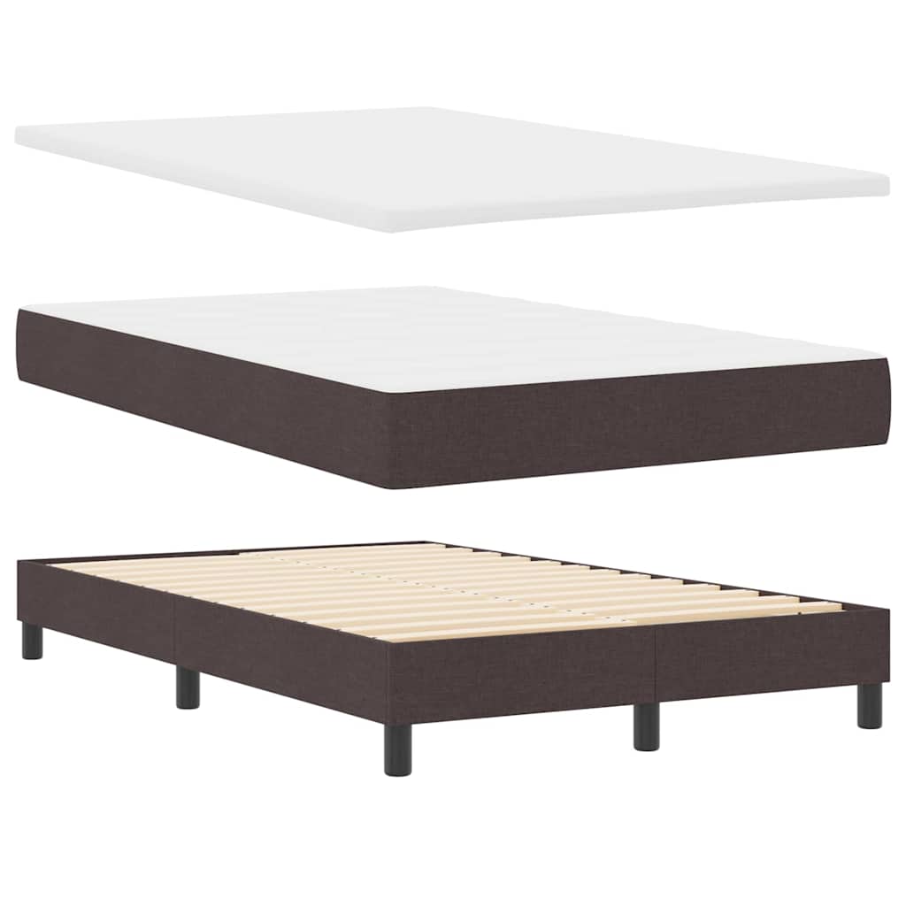 Box spring seng med LED-lysstrimler Mørk Brun 120 x 190 cm Stof