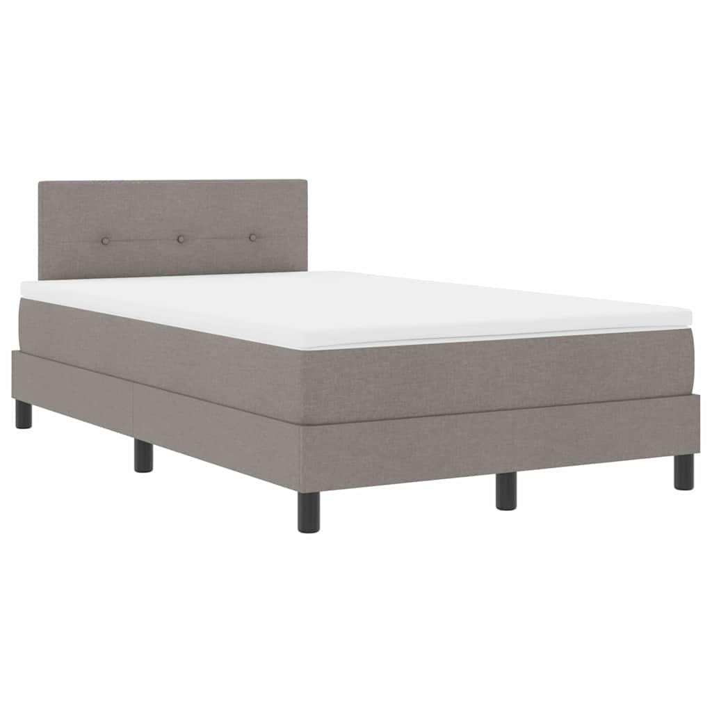 Box spring seng med LED-lysstrimler Gråbrun 120 x 190 cm Stof