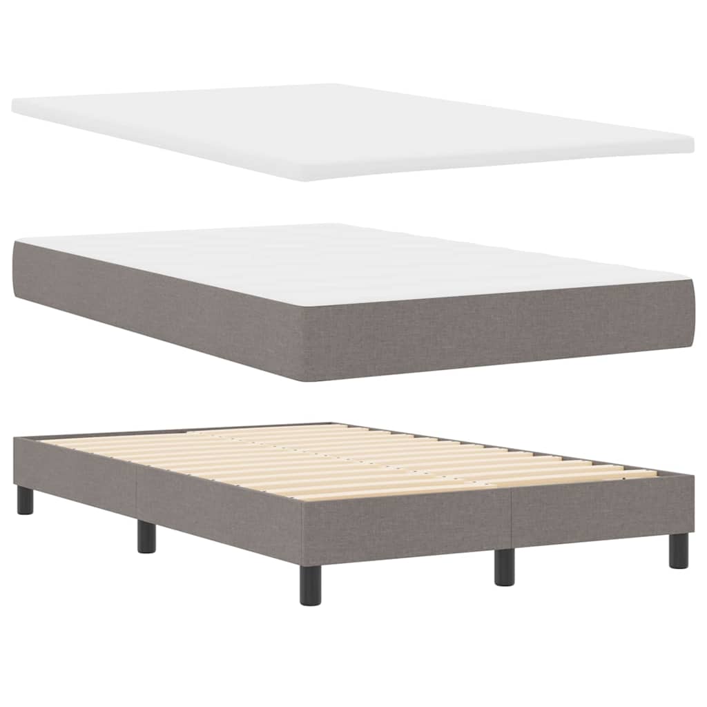 Box spring seng med LED-lysstrimler Gråbrun 120 x 190 cm Stof