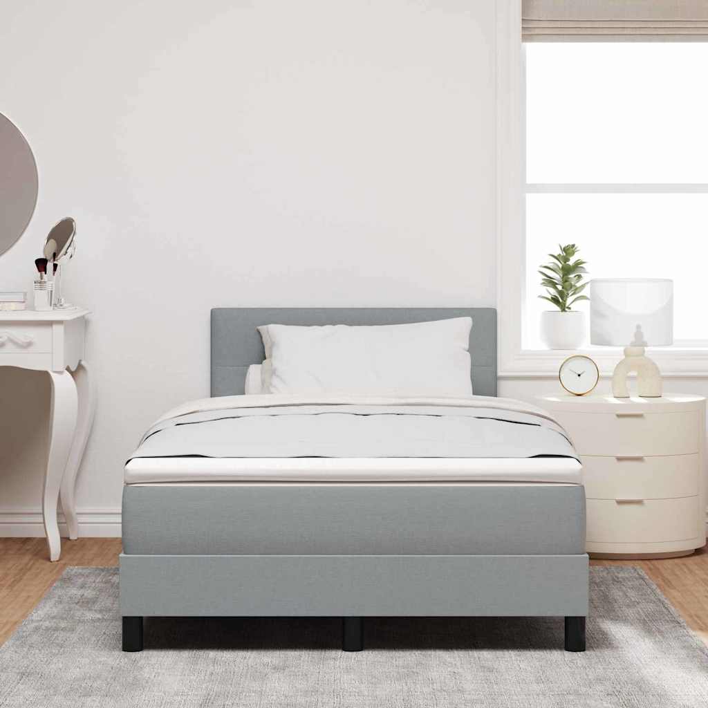 Box spring seng med LED-lysstrimler Lysegrå 120 x 200 cm Stof