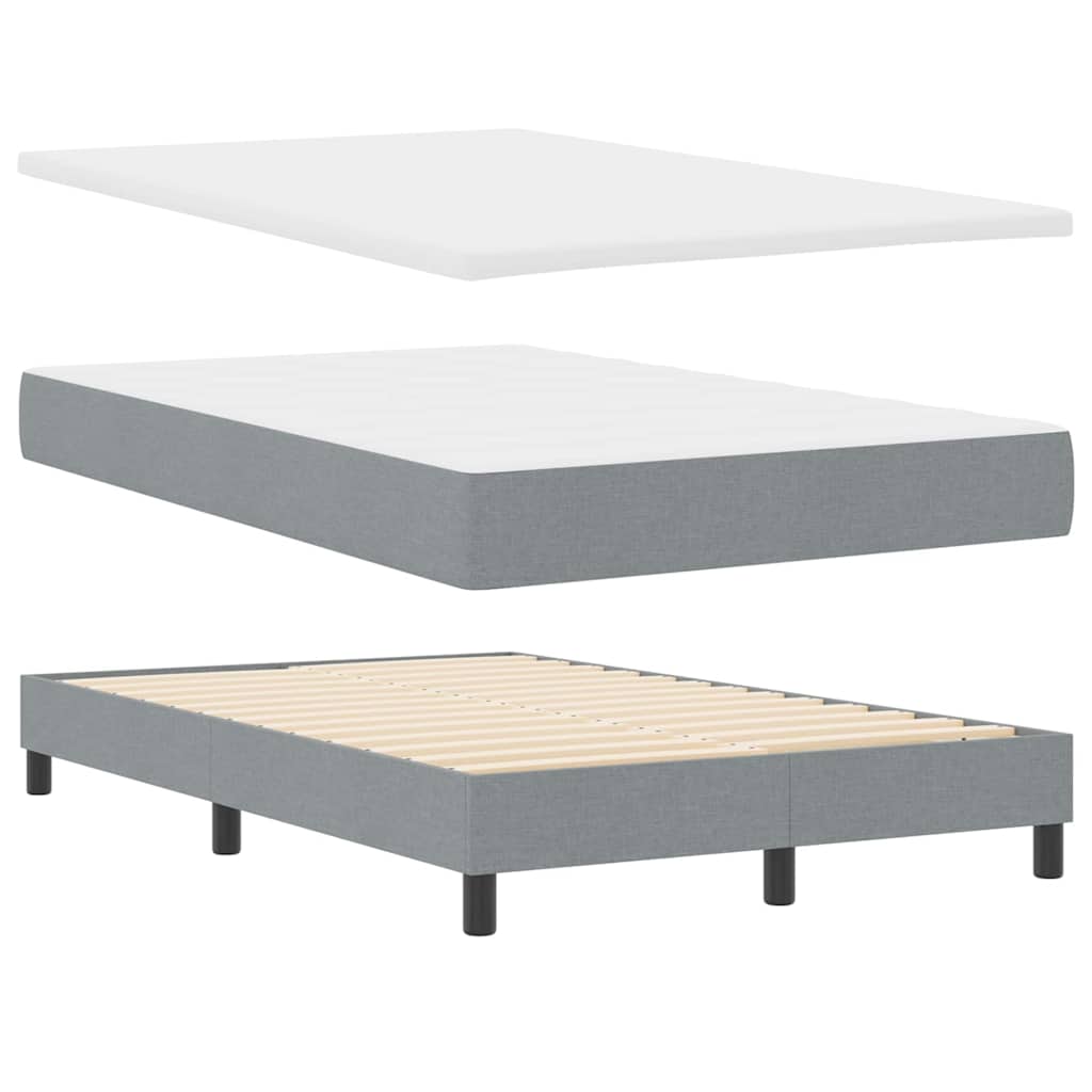 Box spring seng med LED-lysstrimler Lysegrå 120 x 200 cm Stof