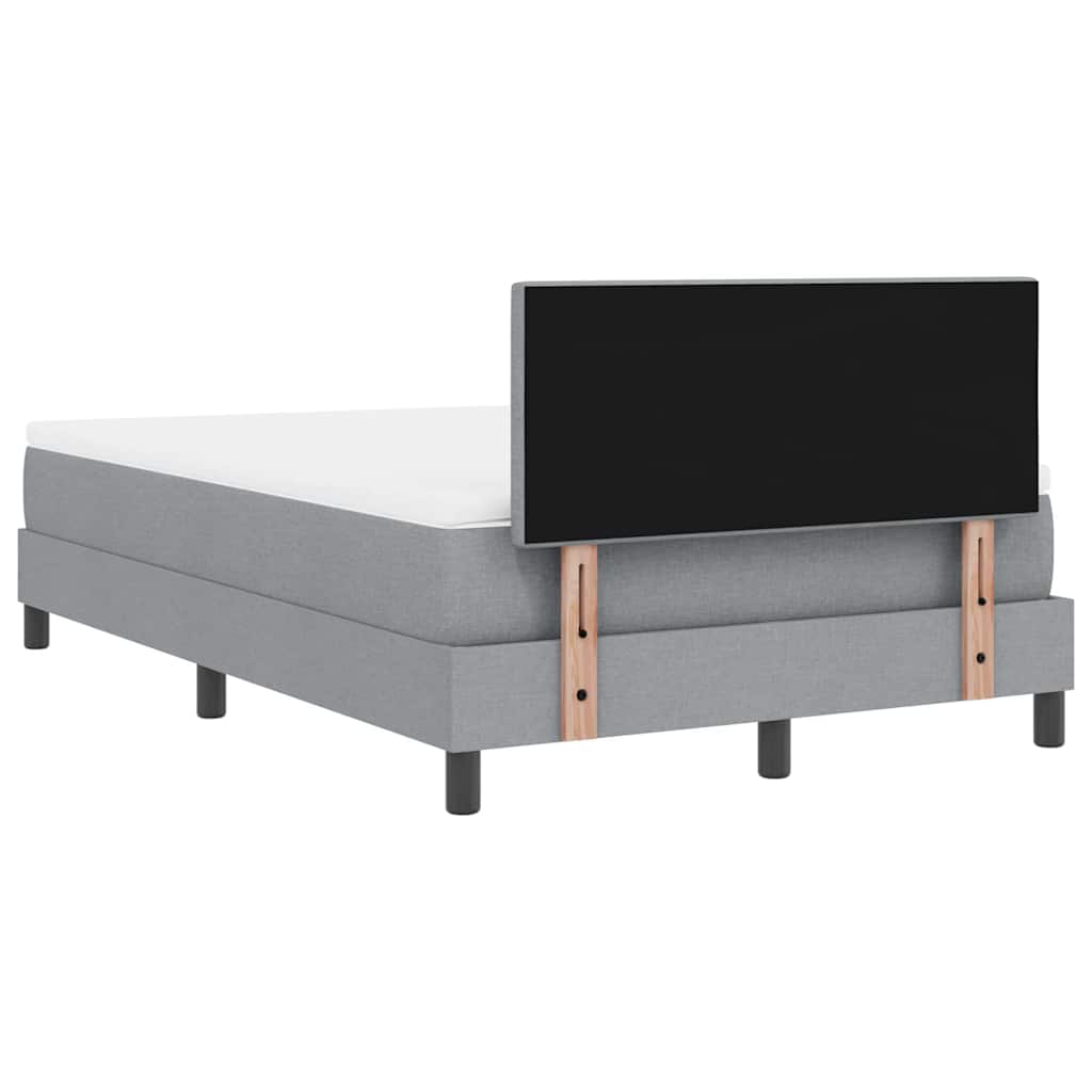 Box spring seng med LED-lysstrimler Lysegrå 120 x 200 cm Stof