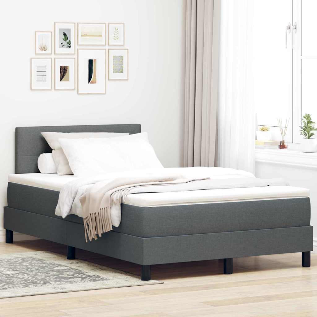 Box spring seng med LED-lysstrimler Mørkegrå 120 x 200 cm Stof