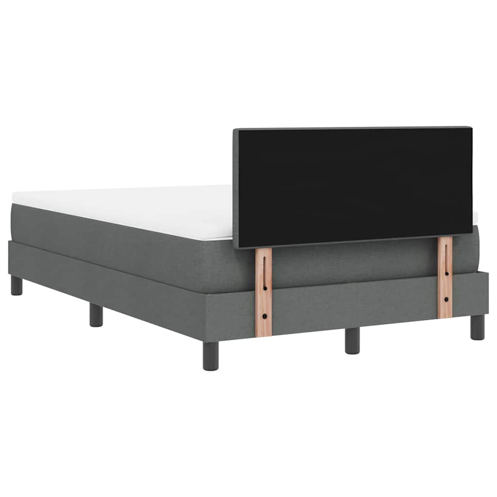 Box spring seng med LED-lysstrimler Mørkegrå 120 x 200 cm Stof