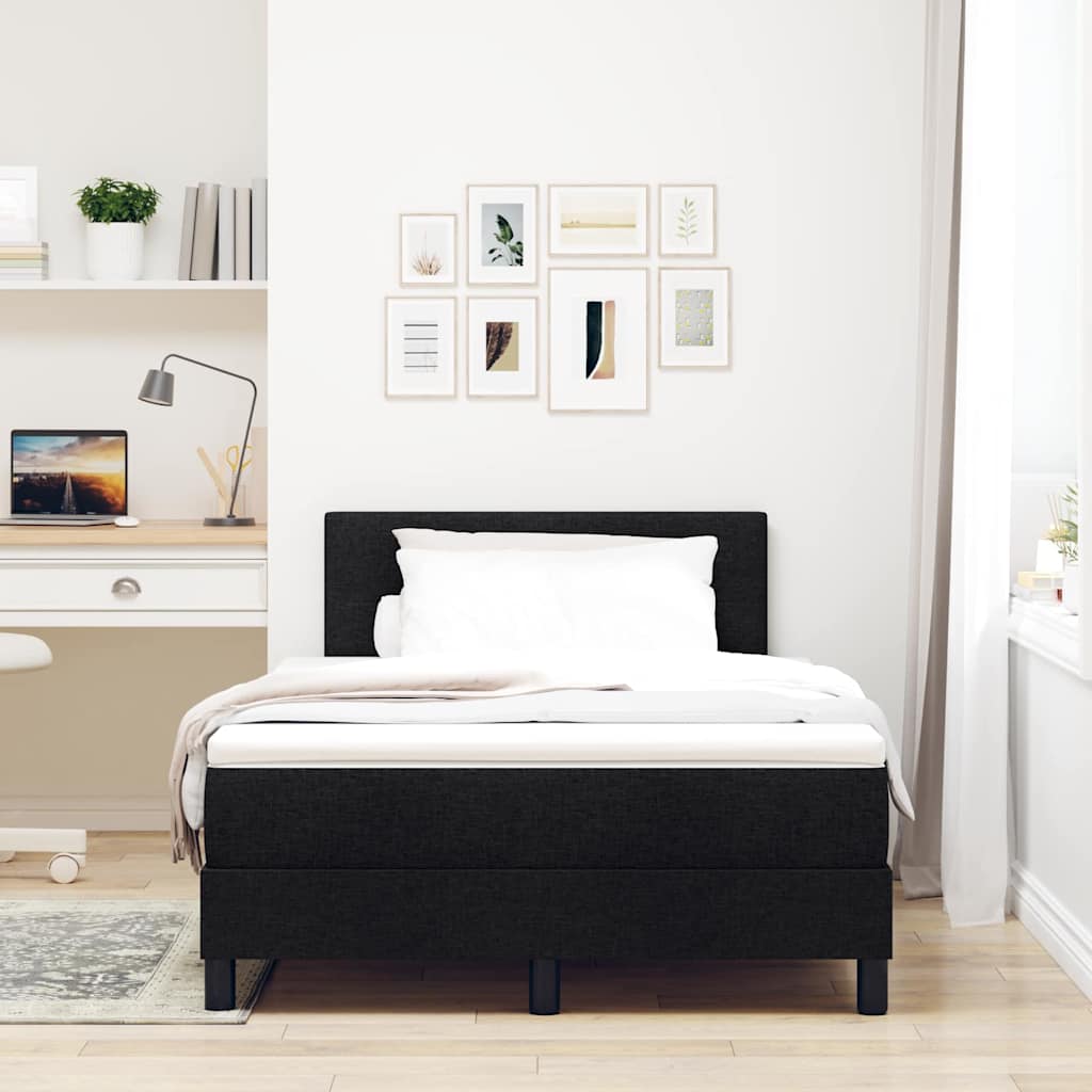 Box spring seng med LED-lysstrimler Sort 120 x 200 cm Stof