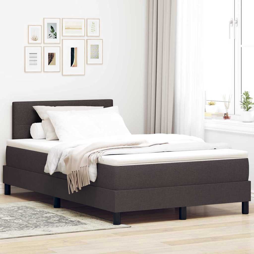 Box spring seng med LED-lysstrimler Mørk Brun 120 x 200 cm Stof