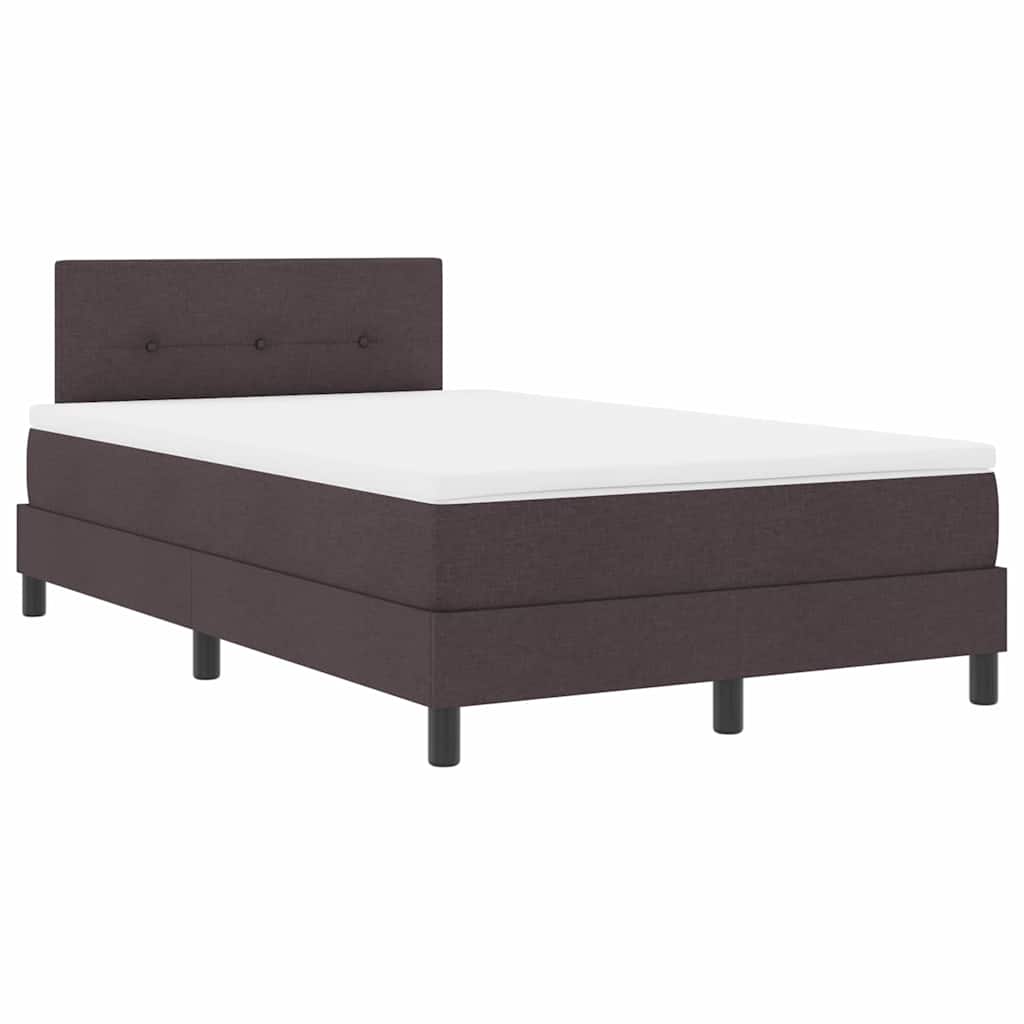 Box spring seng med LED-lysstrimler Mørk Brun 120 x 200 cm Stof