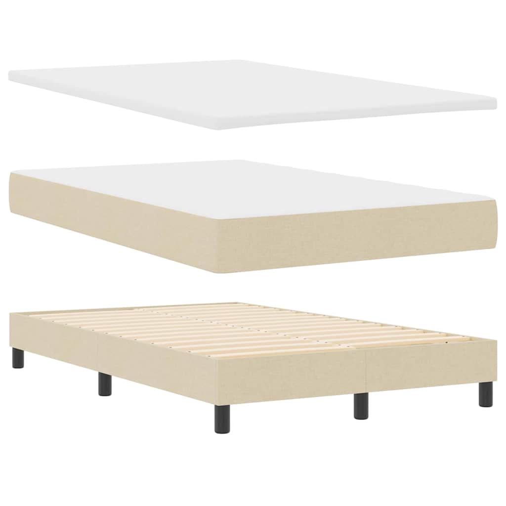 Box spring seng med LED-lysstrimler Creme 120 x 200 cm Stof