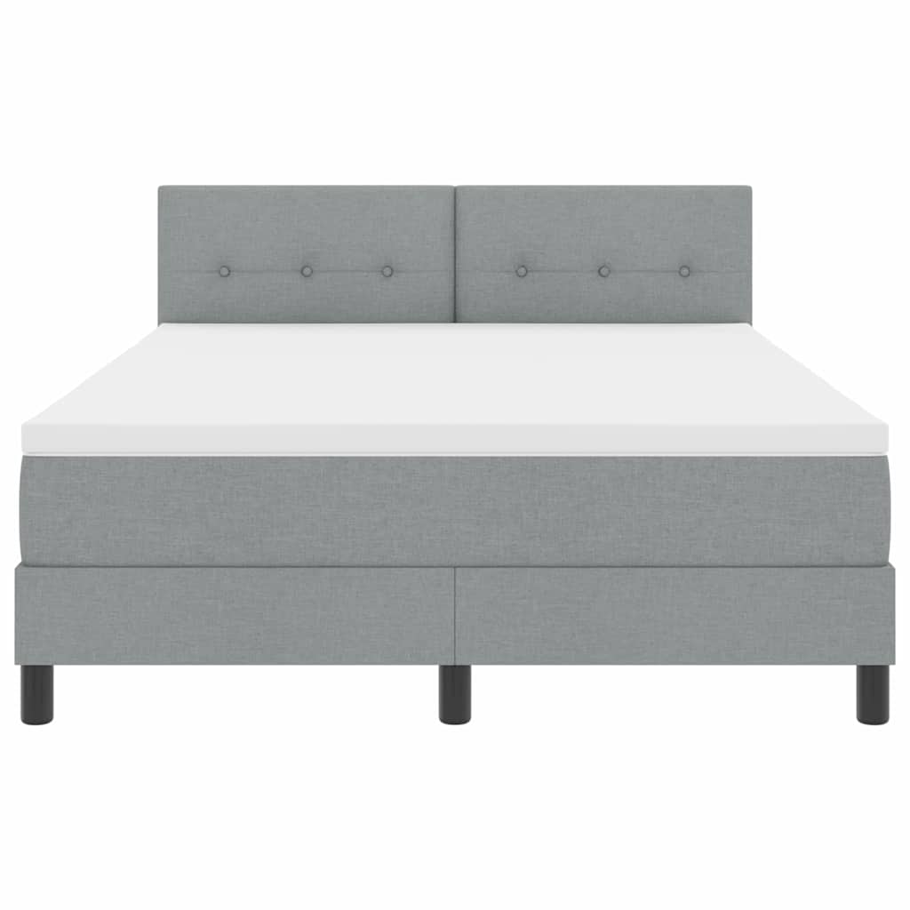 Box spring seng med LED-lysstrimler Lysegrå 140 x 190 cm Stof
