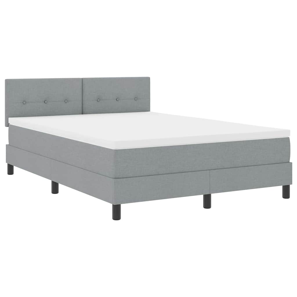 Box spring seng med LED-lysstrimler Lysegrå 140 x 200 cm Stof
