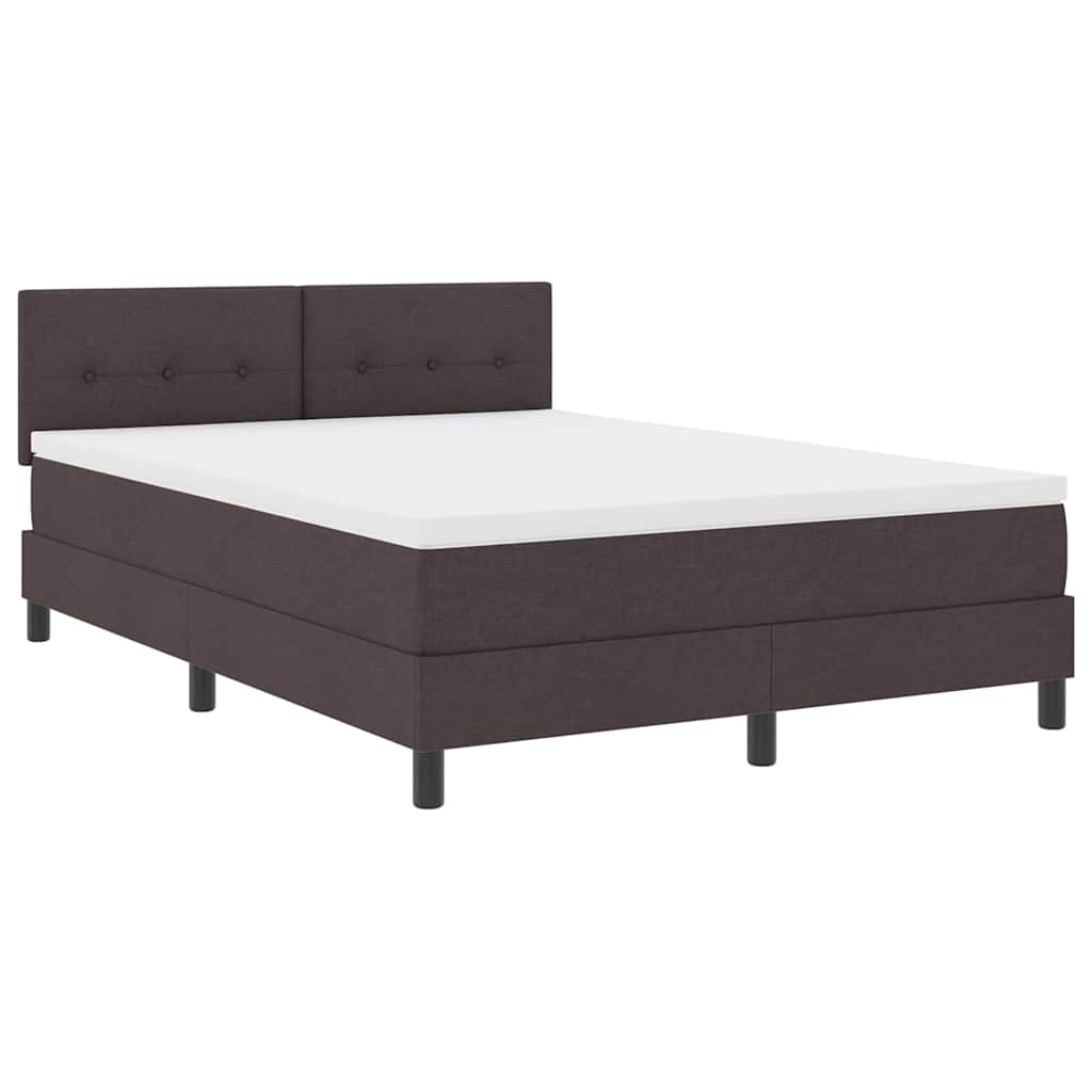 Box spring seng med LED-lysstrimler Mørk Brun 140 x 200 cm Stof