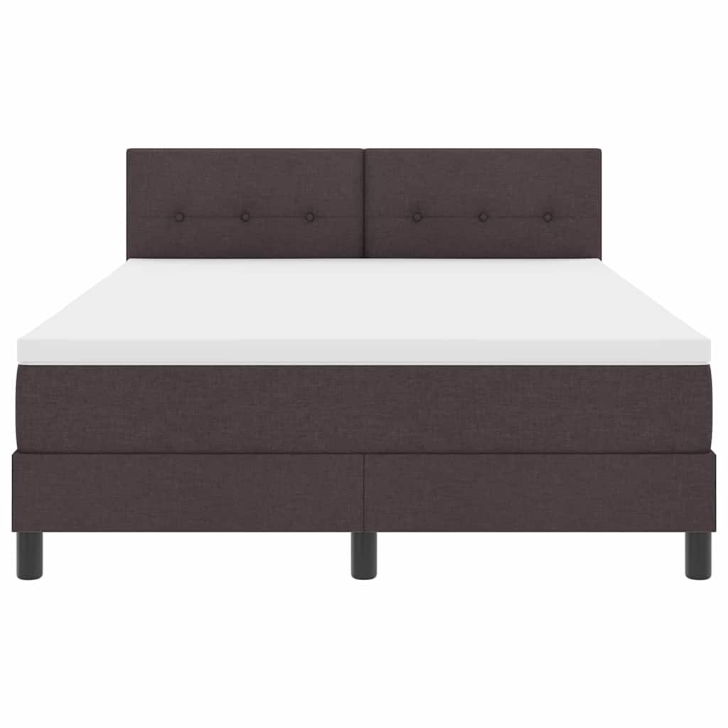 Box spring seng med LED-lysstrimler Mørk Brun 140 x 200 cm Stof
