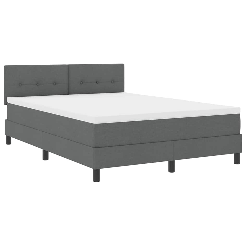 Box spring seng med LED-lysstrimler Mørkegrå 160 x 200 cm Stof