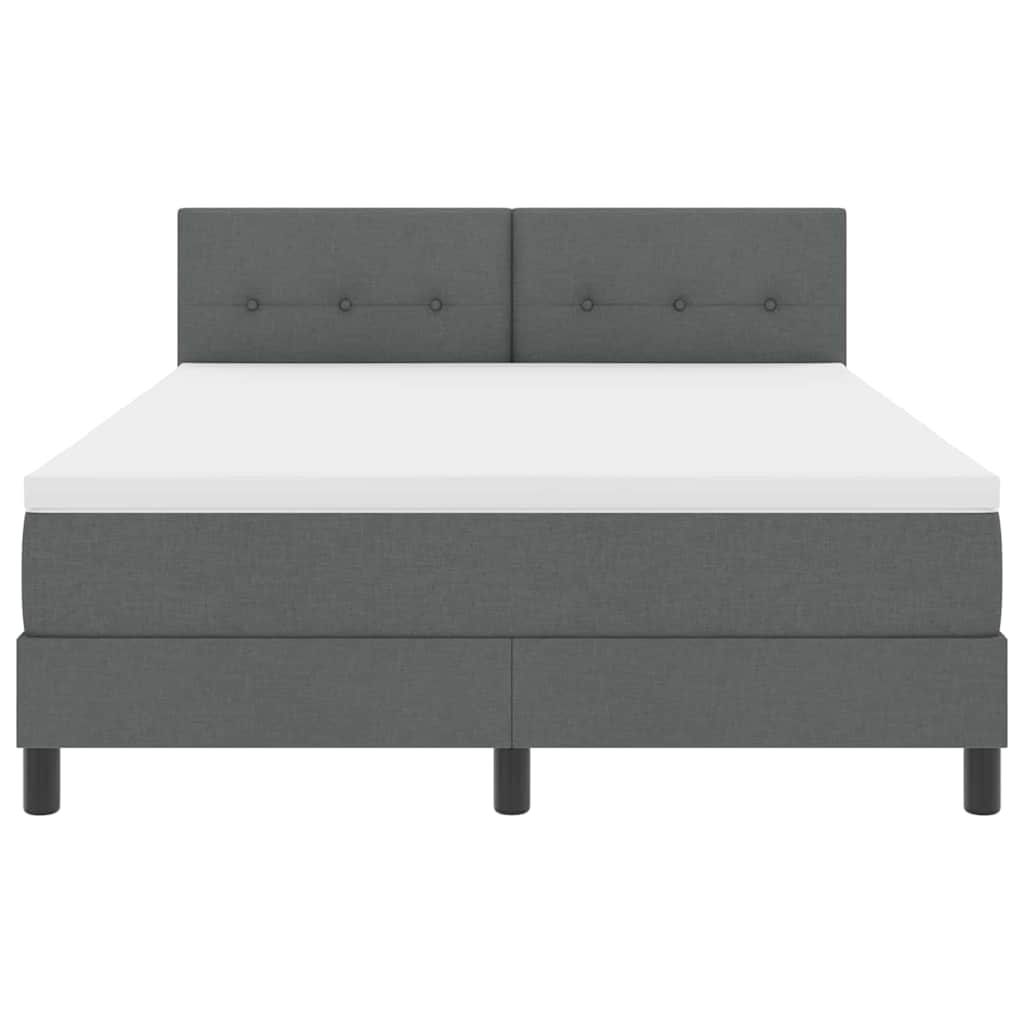 Box spring seng med LED-lysstrimler Mørkegrå 160 x 200 cm Stof