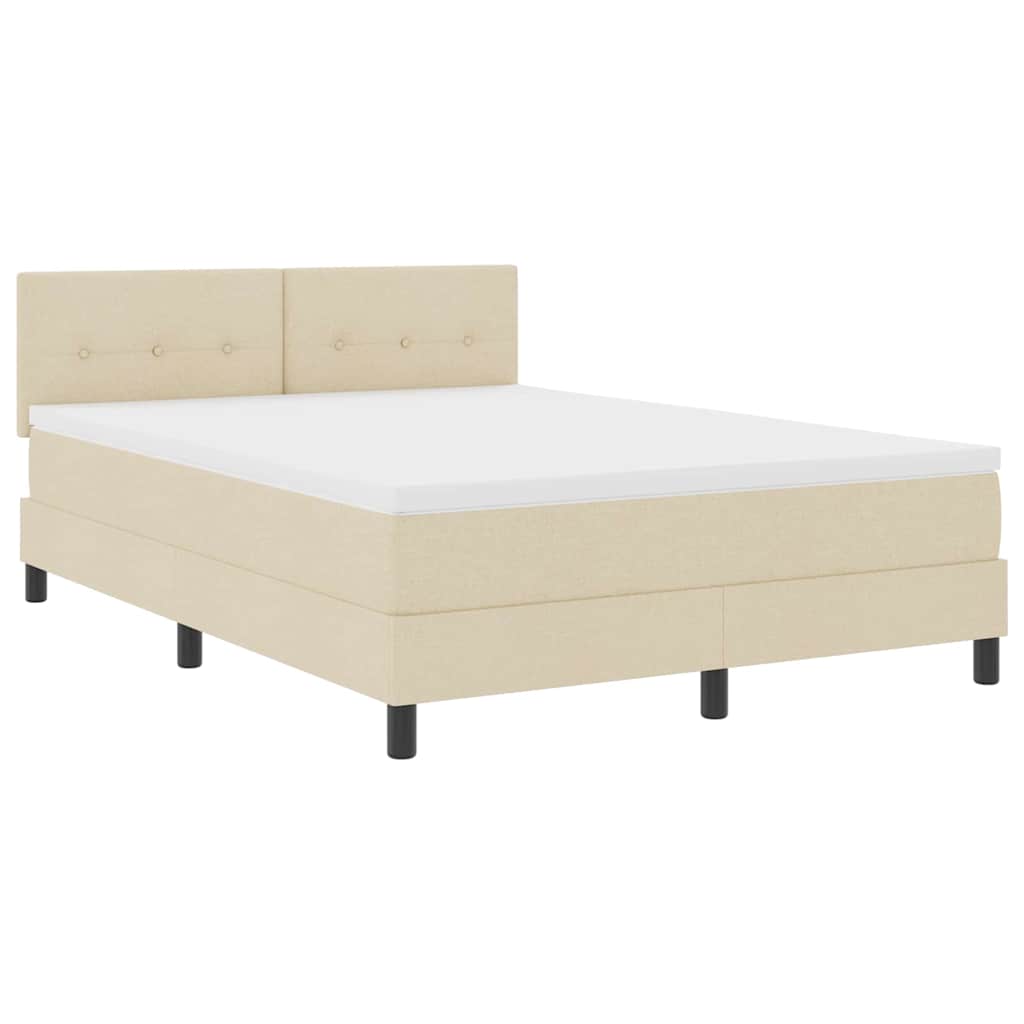 Box spring seng med LED-lysstrimler Creme 160 x 200 cm Stof