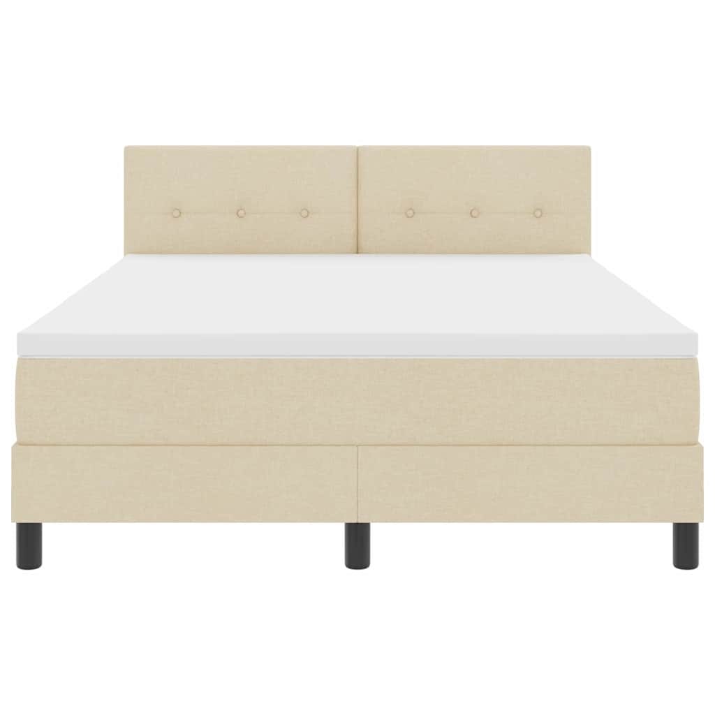 Box spring seng med LED-lysstrimler Creme 160 x 200 cm Stof