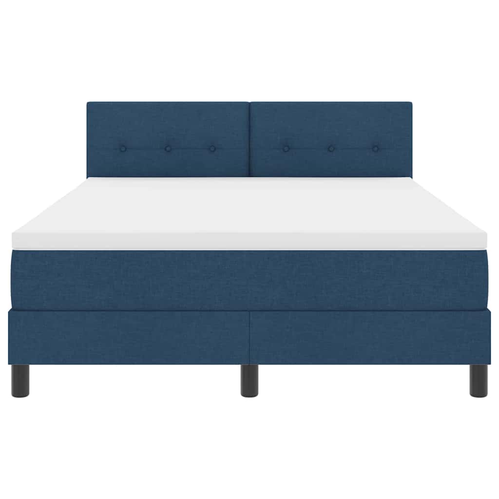 Box spring seng med LED-lysstrimler Blå 160 x 200 cm Stof