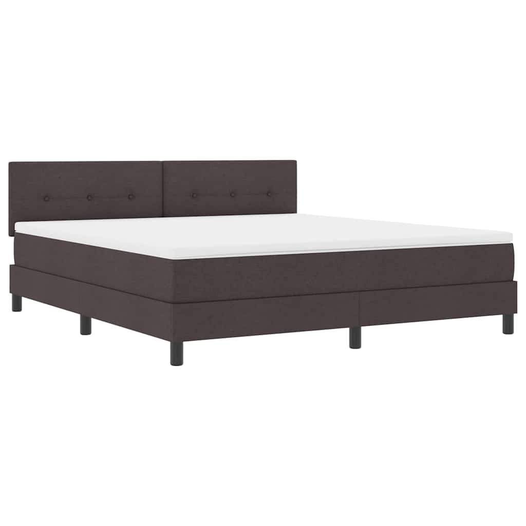 Box spring seng med LED-lysstrimler Mørk Brun 180 x 200 cm Stof