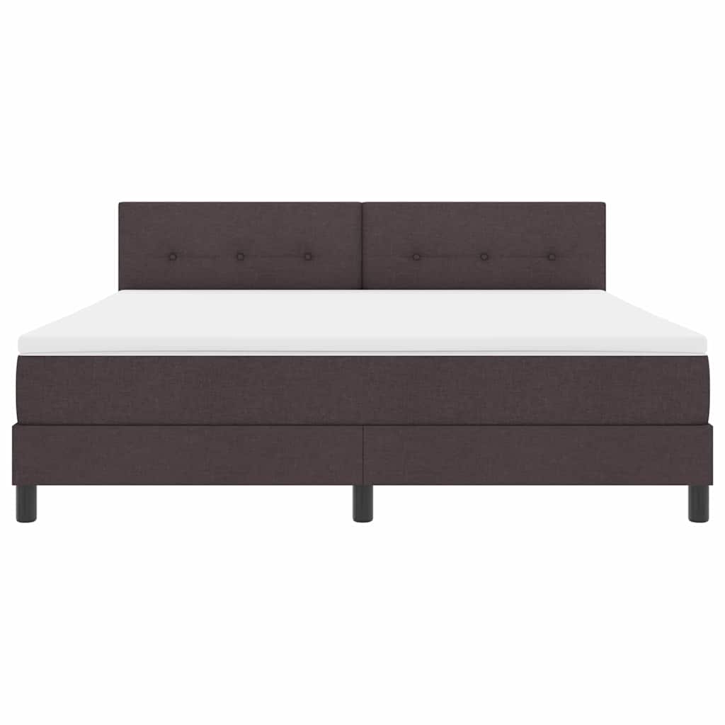 Box spring seng med LED-lysstrimler Mørk Brun 180 x 200 cm Stof