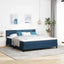 Box spring seng med LED-lysstrimler Blå 180 x 200 cm Stof