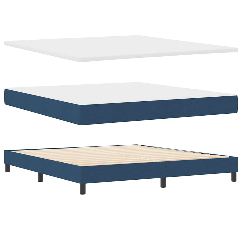 Box spring seng med LED-lysstrimler Blå 180 x 200 cm Stof
