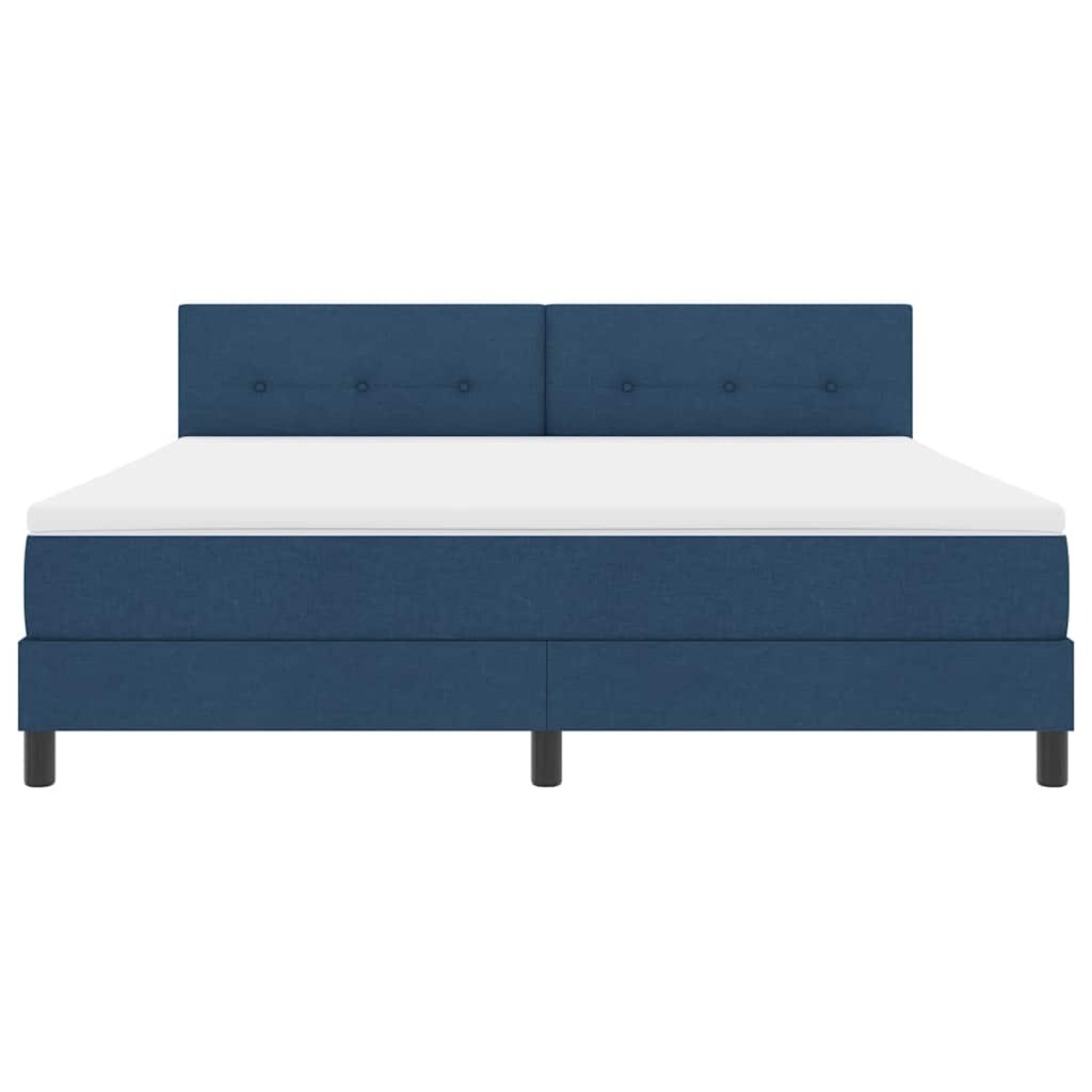 Box spring seng med LED-lysstrimler Blå 180 x 200 cm Stof