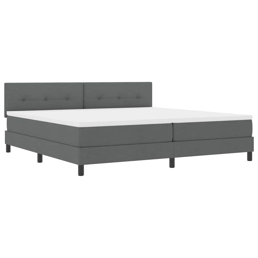 Box spring seng med LED-lysstrimler Mørkegrå 200 x 200 cm Stof