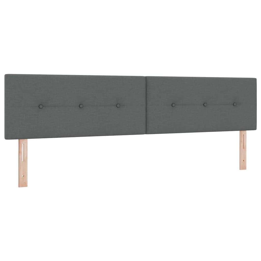 Box spring seng med LED-lysstrimler Mørkegrå 200 x 200 cm Stof