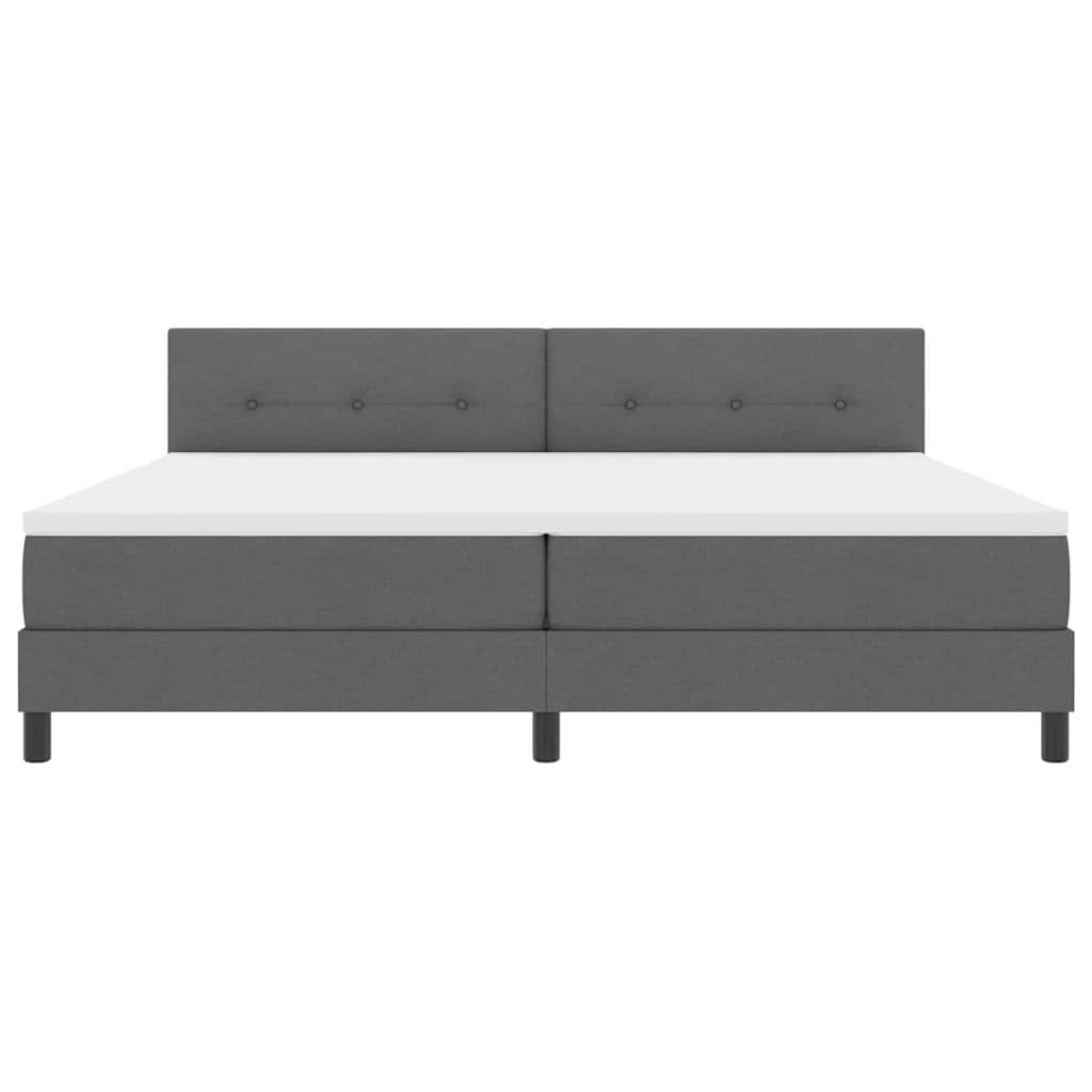 Box spring seng med LED-lysstrimler Mørkegrå 200 x 200 cm Stof