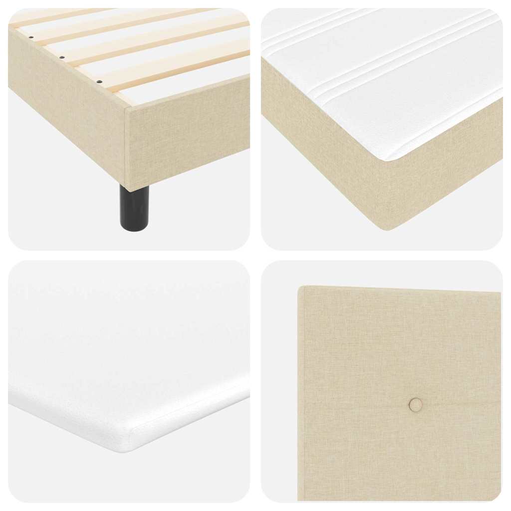 Box spring seng med LED-lysstrimler Creme 200 x 200 cm Stof