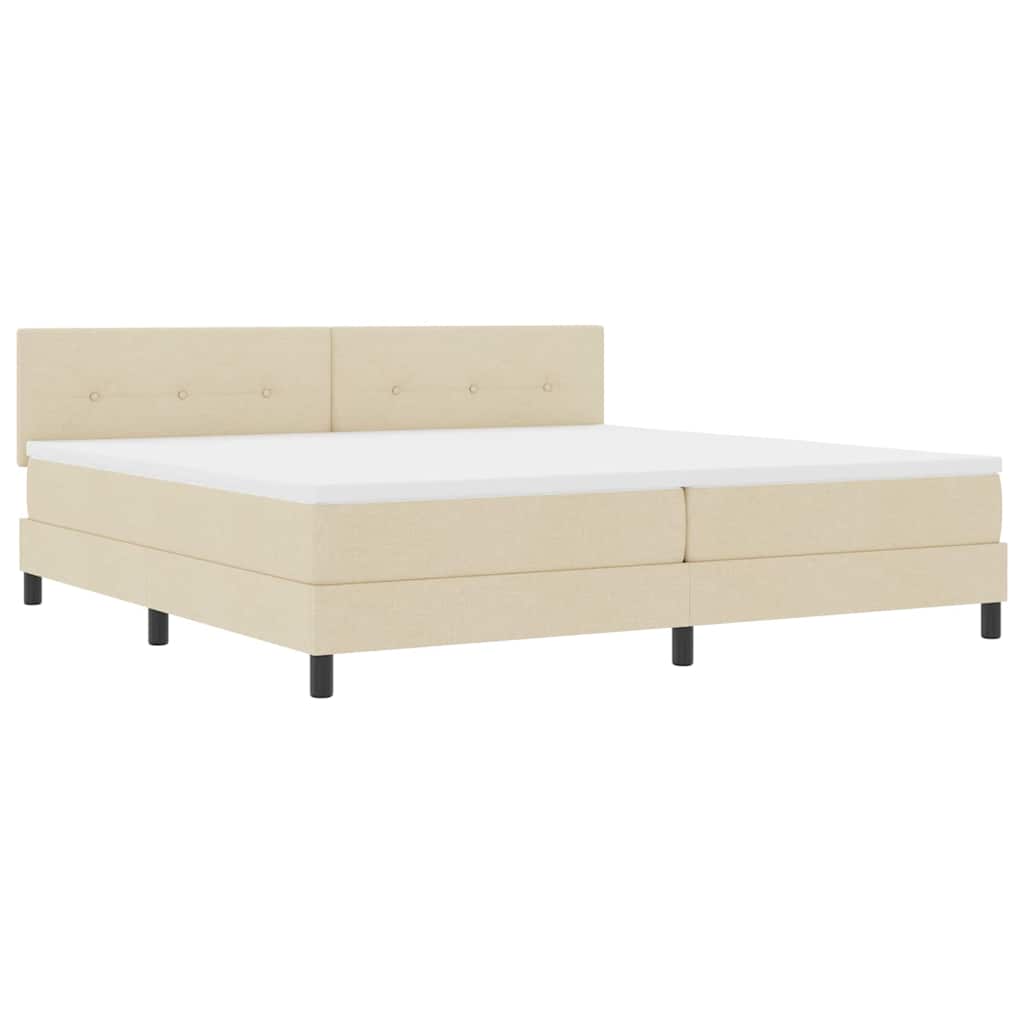 Box spring seng med LED-lysstrimler Creme 200 x 200 cm Stof