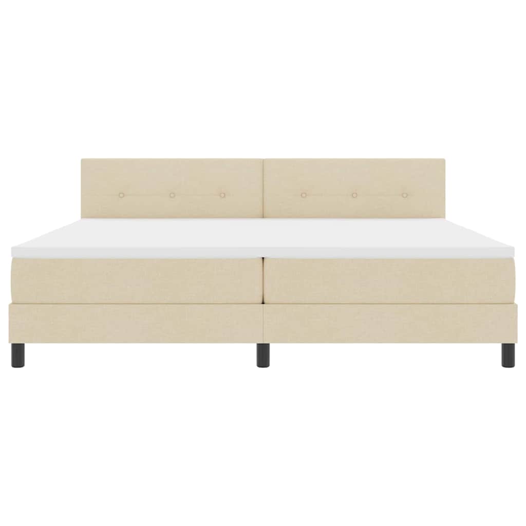 Box spring seng med LED-lysstrimler Creme 200 x 200 cm Stof