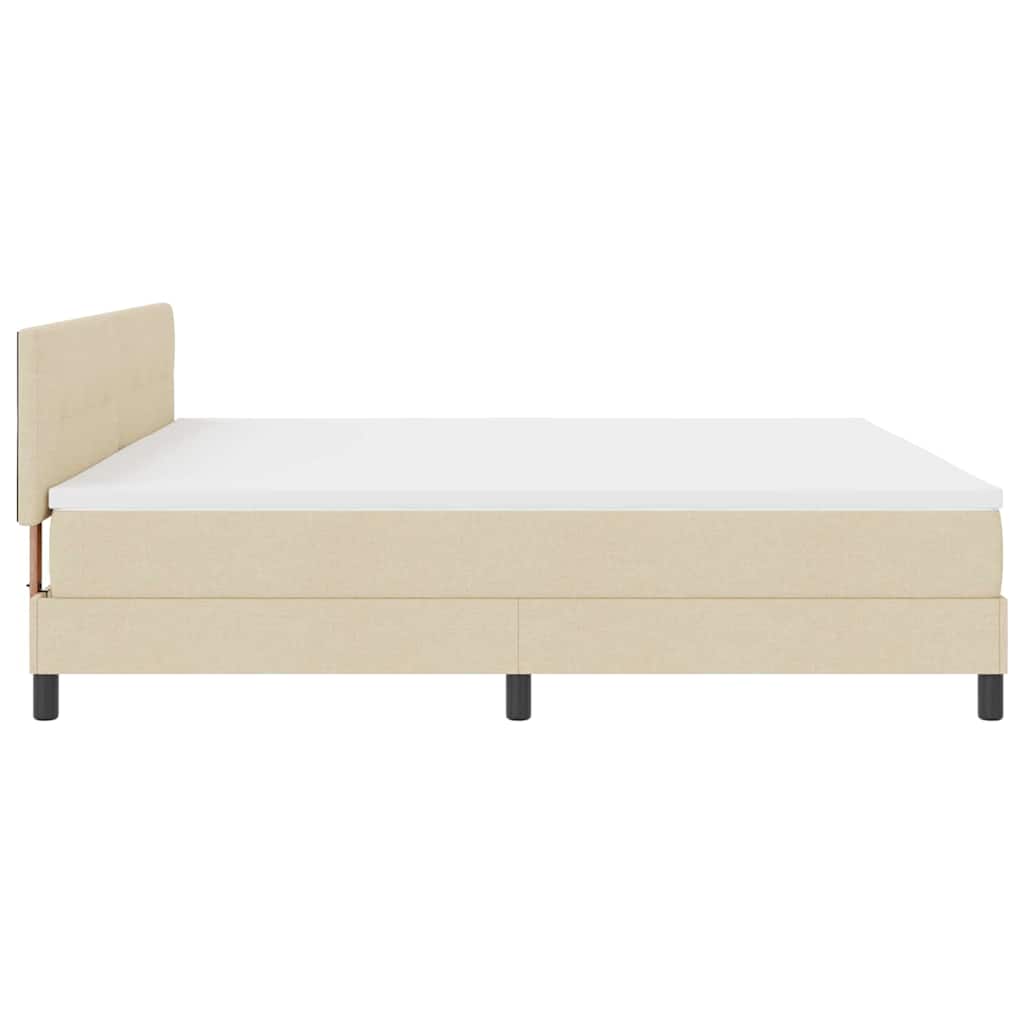 Box spring seng med LED-lysstrimler Creme 200 x 200 cm Stof