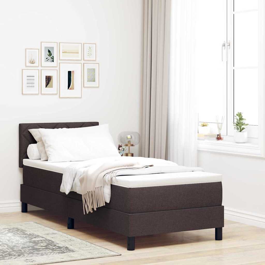 Box spring seng med LED-lysstrimler Mørk Brun 80 x 200 cm Stof
