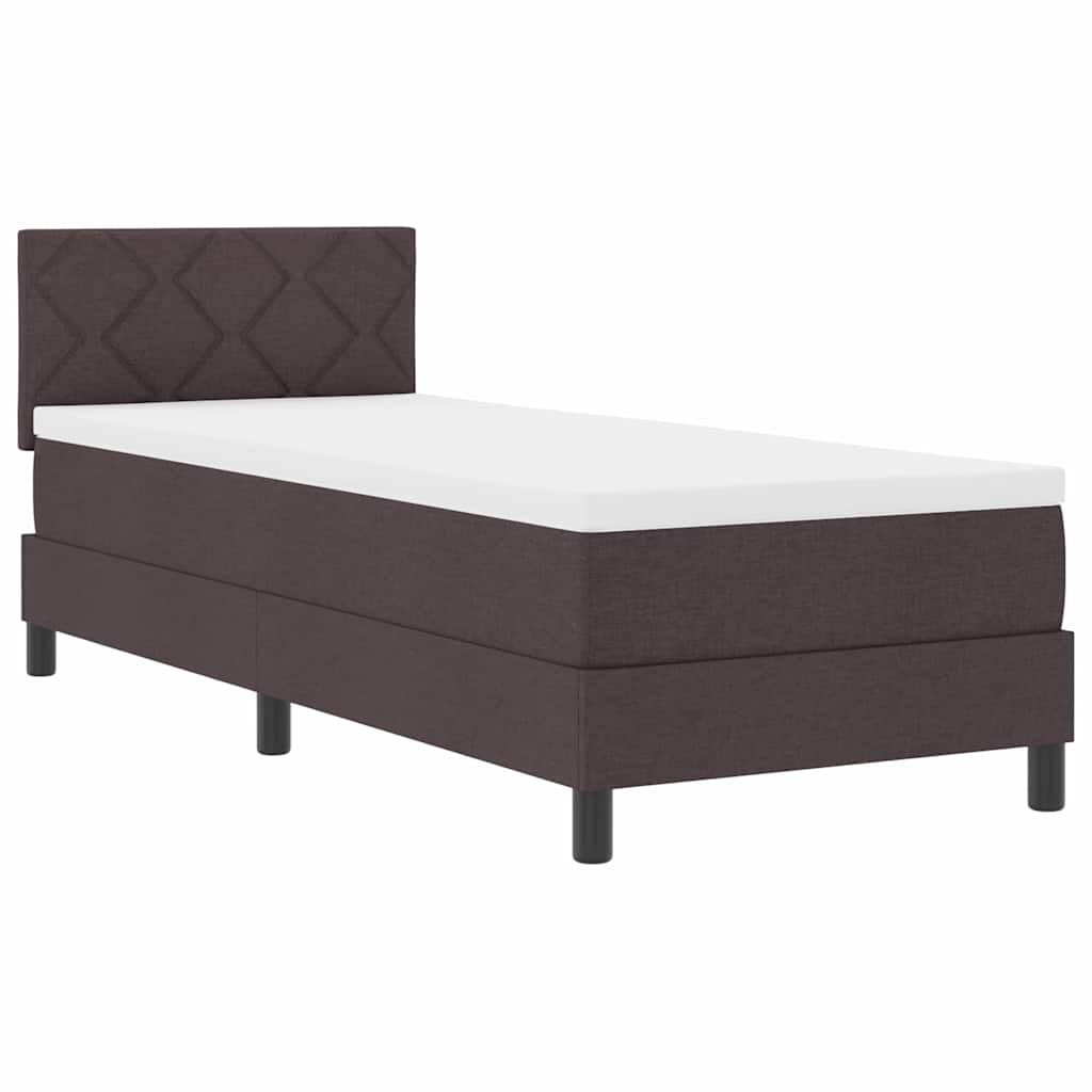 Box spring seng med LED-lysstrimler Mørk Brun 80 x 200 cm Stof